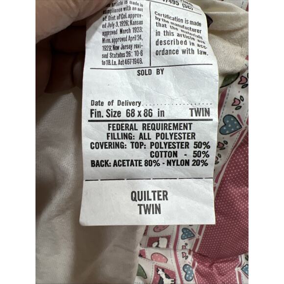 VGT Country Cottage Comfort w/ Pattern of Cows Sheep & Hearts Twin/Full 68x86 - Picture 4 of 5